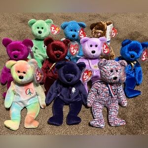 Lot of 10 TY Beanie Babies bears
